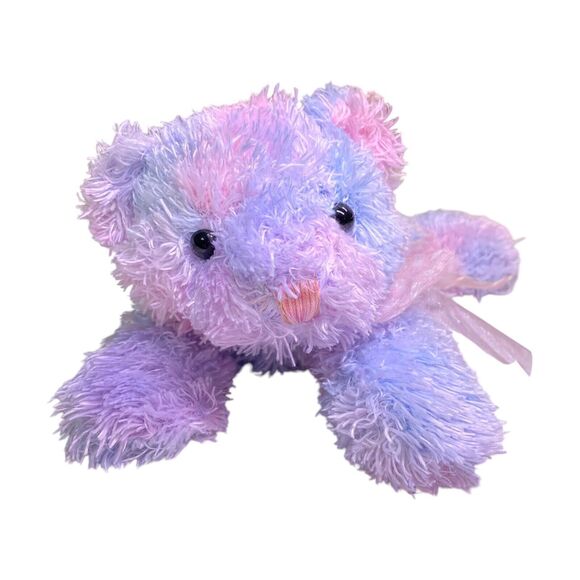 Dandee Plush Teddy Bear Pink Blue Purple With Sheer Bow - Picture 10 of 13